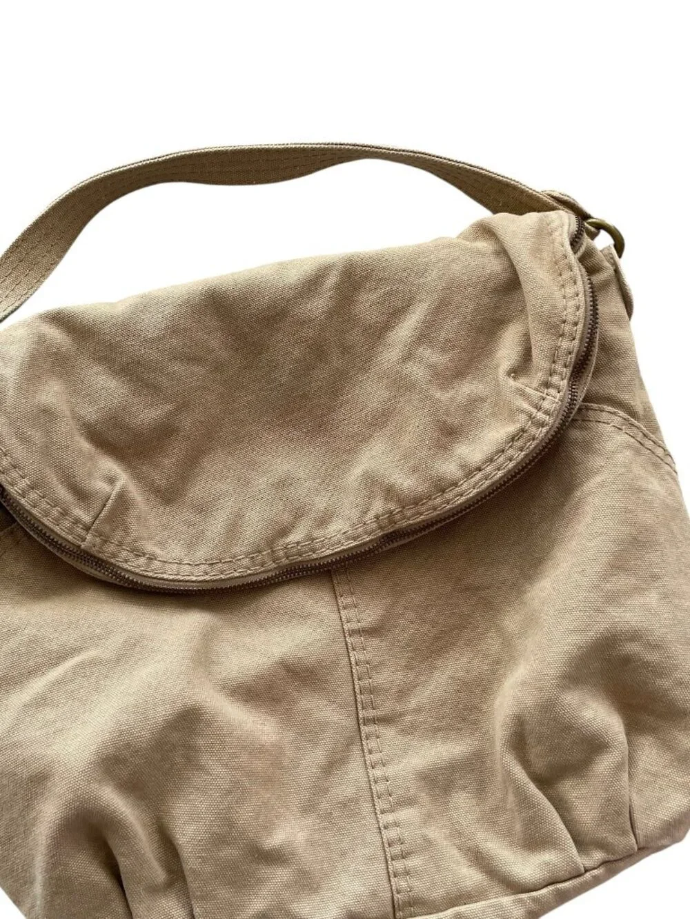 Vintage Y2K Old Navy Canvas Hobo Shoulder Bag Purse Tan Slouchy